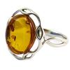 Серебряное кольцо ручной работы "Вдохновение" янтарь (родий) - 15х13 мм