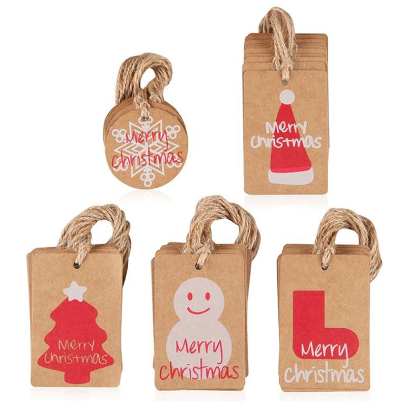 50 шт., рождественская шапка/ботинок/снежок/снеговик, бирки, открытки для упаковки, декор для выпечки