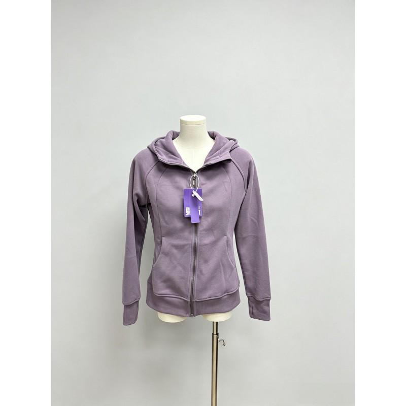 Womens Slim Fit Hooded Zip-Up Sweatshirt Casual Korean Style Lightweight Cotton Blend Long Sleeve Top