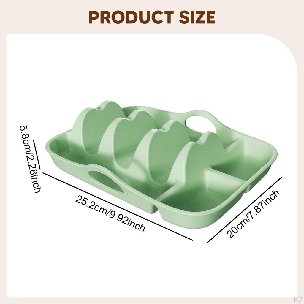 Silicone Taco Holder Platter Fit Dishwasher with Dividers Handles Tray Rack Dish for