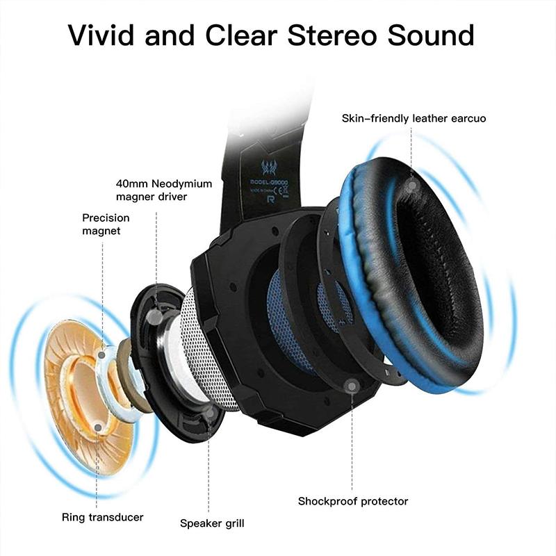 Игровая стереогарнитура G9000 для PS4, PS5, ПК, Xbox One, накладные наушники с шумоподавлением и микрофоном, светодиодная подсветка, объемный бас, мягкие наушники с памятью