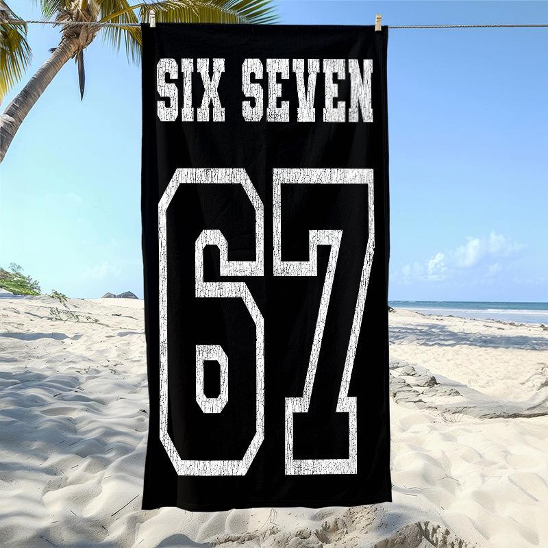 Funny Six Seven 67 Beach Towels Customized Print Large Bath Towel Poncho Quick Dry Sand Free Beach Towel