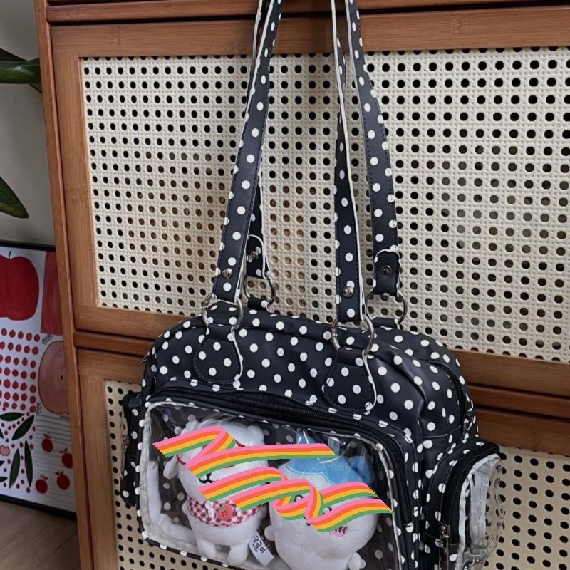 New Y2K Polka Dot Anime Ita Bag Two-dimensional Shoulder Bag Cute Girl Transparent Crossbody Bag Otaku DIY Comic Display Handbag