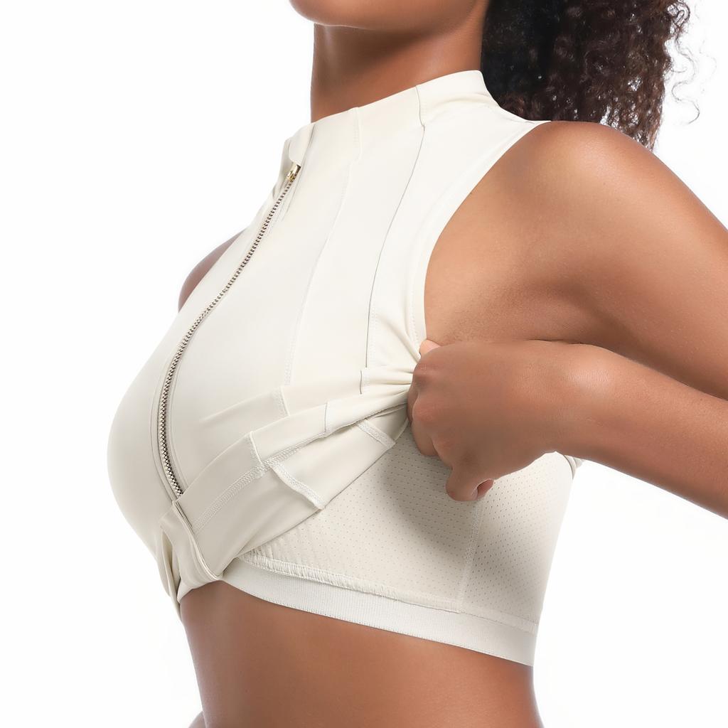 Nessaj Безрукавный спортивный жилет для йоги на молнии, женский фитнес-бюстгальтер, однотонный топ для бега и тренировок