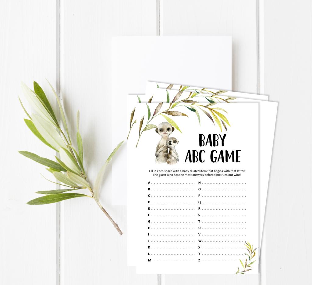 Inkdotpot Игровой набор Baby Shower из 50 игр BabyA AlphabetA ABCA Игра Meerkat Baby Gender Neutral Party