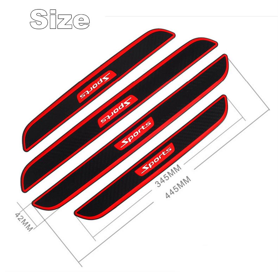 4 шт. Универсальные резиновые накладки на пороги дверей автомобиля под цвет углеродного волокна, защитные панели, накладки на пороги, защита углов бампера в спортивном стиле