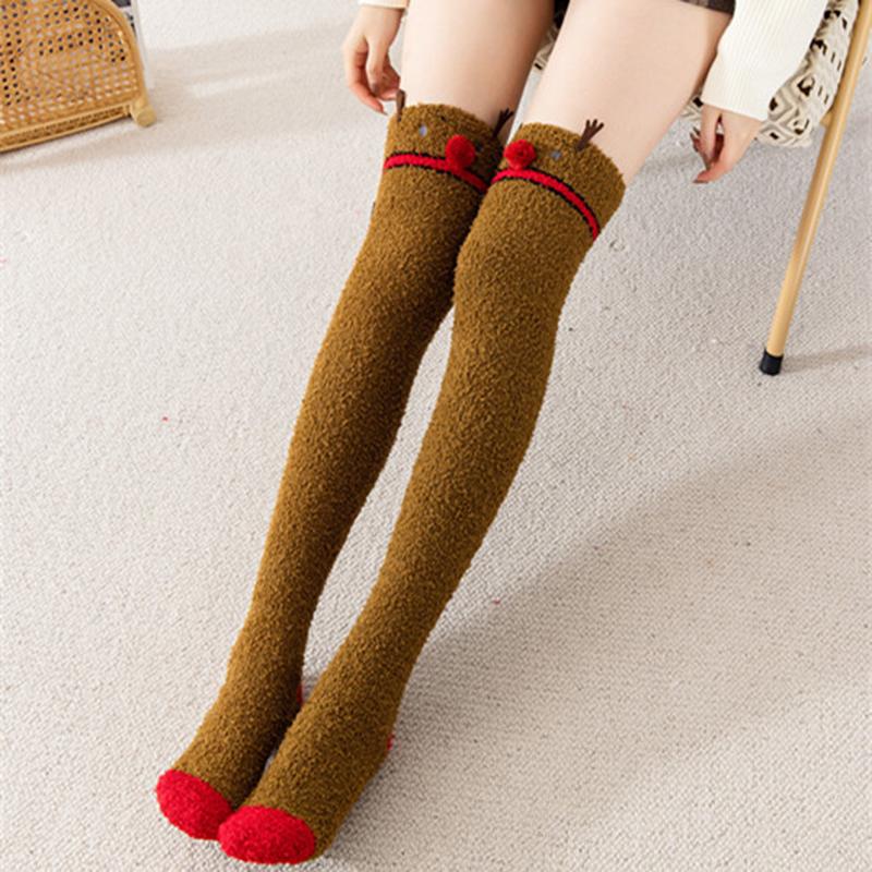 Cartoon Knee Length Women's Cute Socks Thickened Warm and Comfortable Long Tube Sleep Socks
