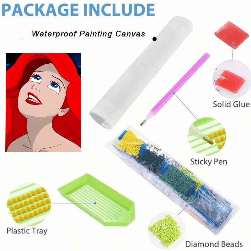 Disney Diamond Painting 5D DIY The Little Mermaid Diamond Painting Art Diamond Painting Kit Adult/Beginner Gift Idea Creative Home Decor