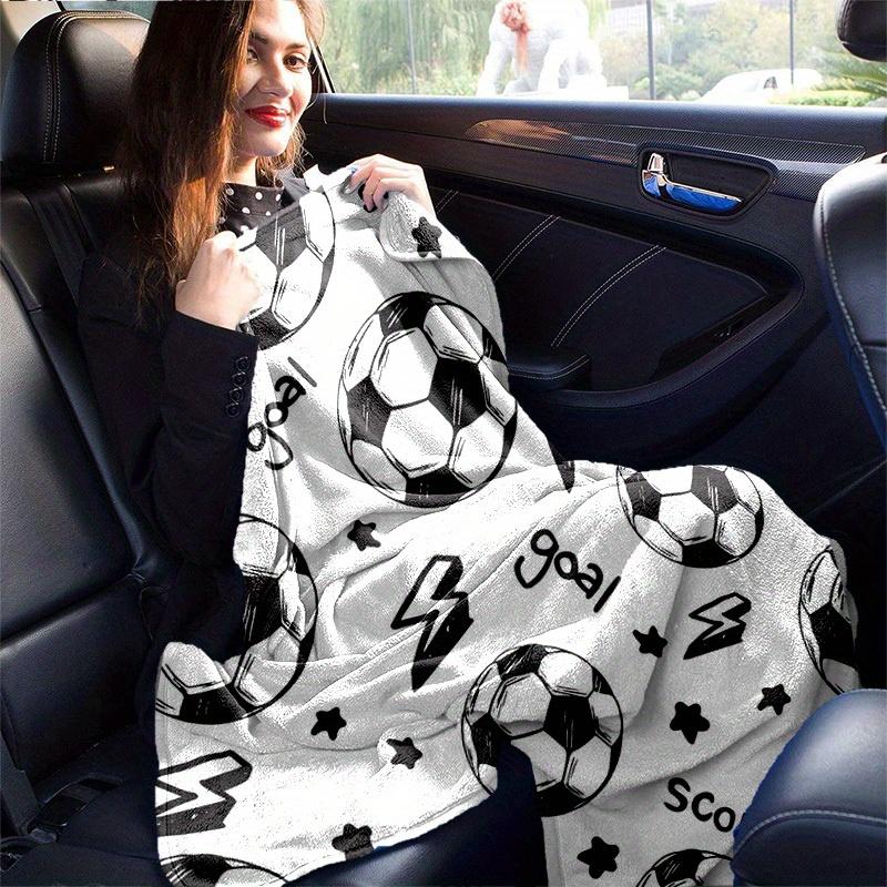 1pc. Soccer Ball Patterned Blanket - Perfect for Home, Office, Outdoor Use, Gift Idea,