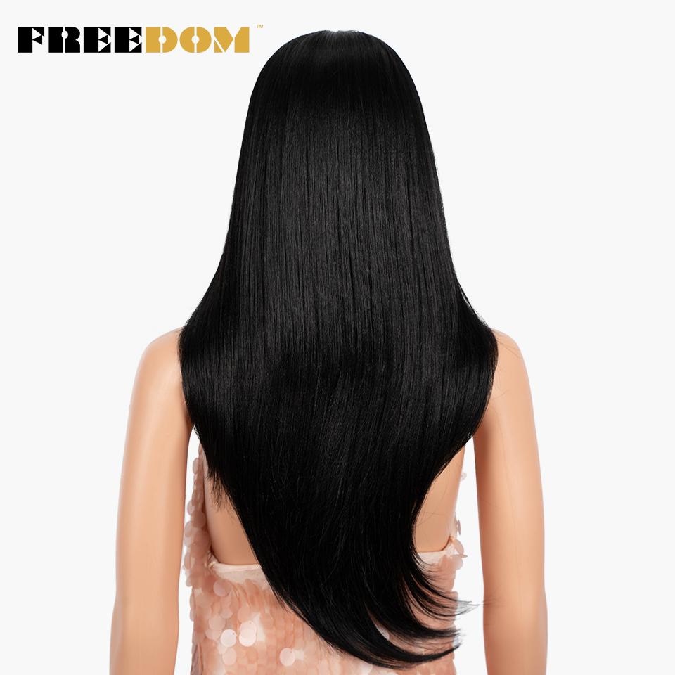 FREEDOM Synthetic Lace Wig 26 inch Middle Part Long Straight Lace Front Wigs Ombre Pink Blonde Wigs For Black Women Cosplay Wigs