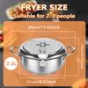 21/24/28 CM Deep Fryer Pot Stainless Steel Oil Pan with Strainer Basket and Thermometer Tempura Oil Fryer for Cooking Kitchen