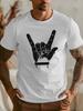 Rock Hand Gesture Print Unisexs T Shirt Heavy Metal Rock Music Fan Short Sleeve Crew Neck Cotton Tee Concert Casual Daily Top