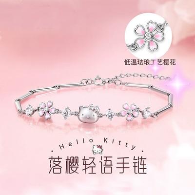 Милый браслет Hello Kitty с сакурой для женщин, нишевый подарок лучшему другу, подарок на день рождения для девочек, ювелирное изделие для рук