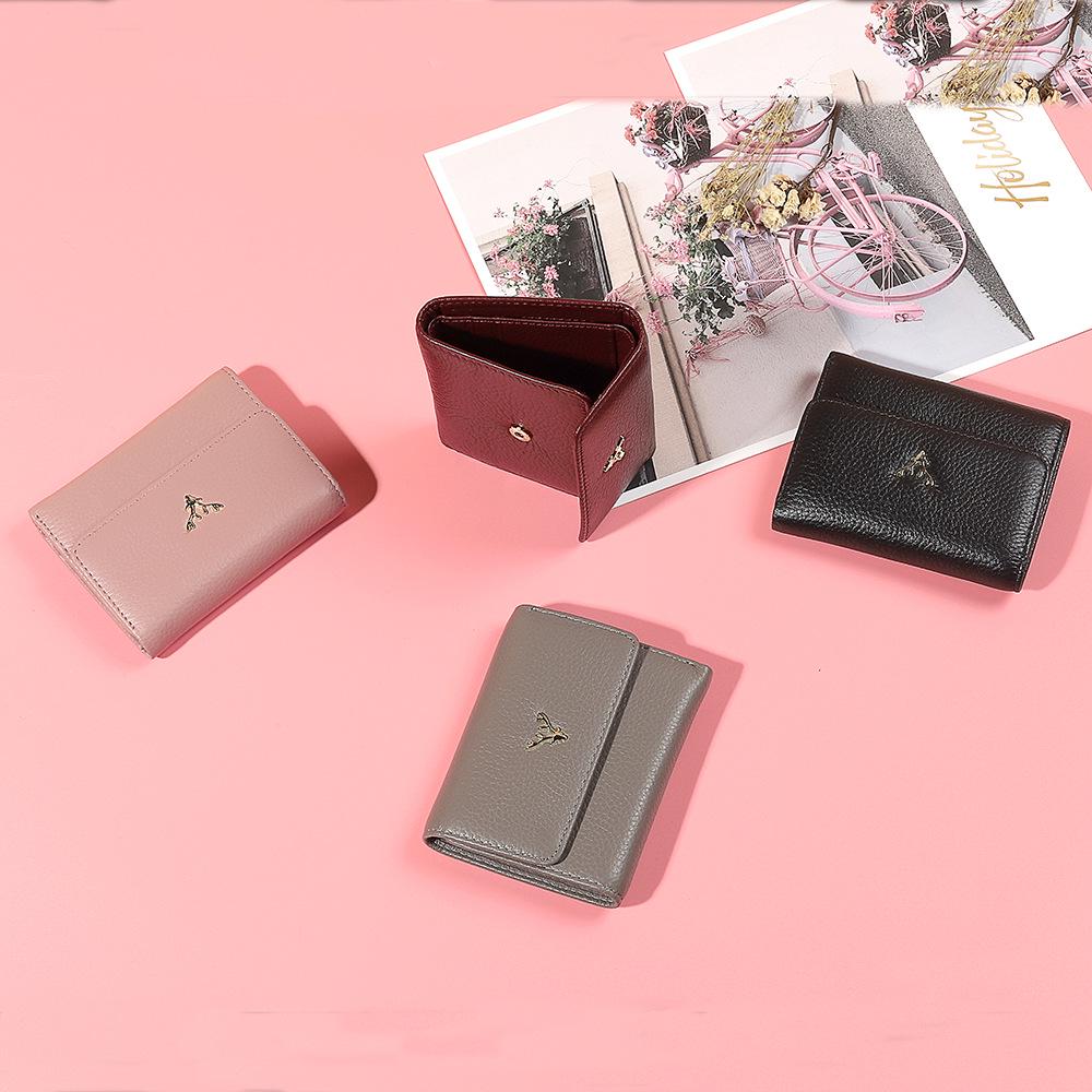 Модный короткий кошелек для японских женщин со скидкой 30%, простой маленький кошелек из первого слоя коровьей кожи, складной тонкий, новая модель
