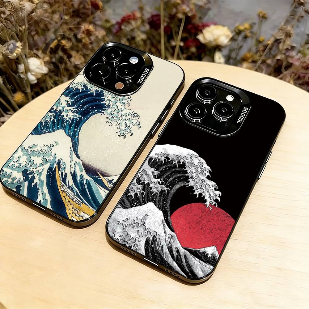 The Great Wave Off Kanagawa Phone Case For iPhone 17,16,15,14,13,12,11 Plus,Pro Max,XS,Colorful Silver Phone case Funda Cover