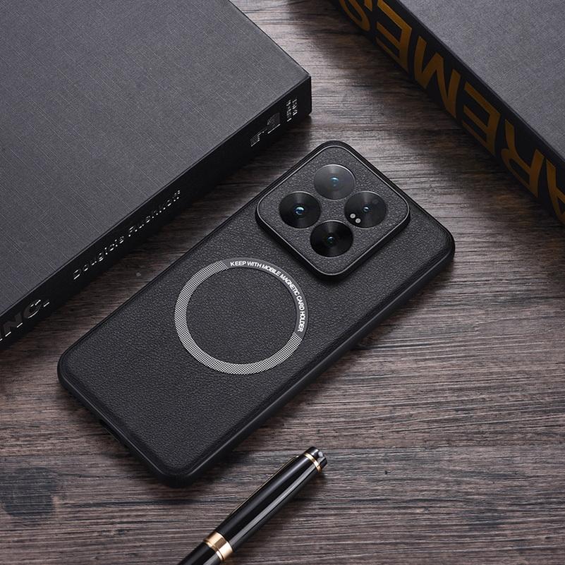 Магнитный чехол для беспроводной зарядки MagSafe для Xiaomi 15 Ultra Mi 15 Pro 14T Pro 14 Cover из ПУ кожи