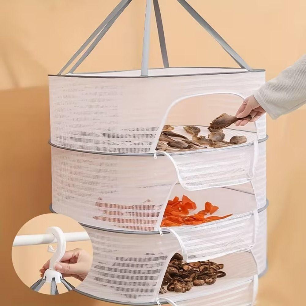 Foldable Dried Vegetable Net Portable Multi-layer Drying Net Clothes Hanging Dryer Food Drying