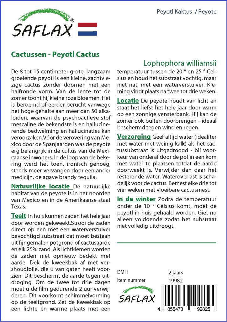 SAFLAX Пейот - 20 семян - Lophophora williamsii