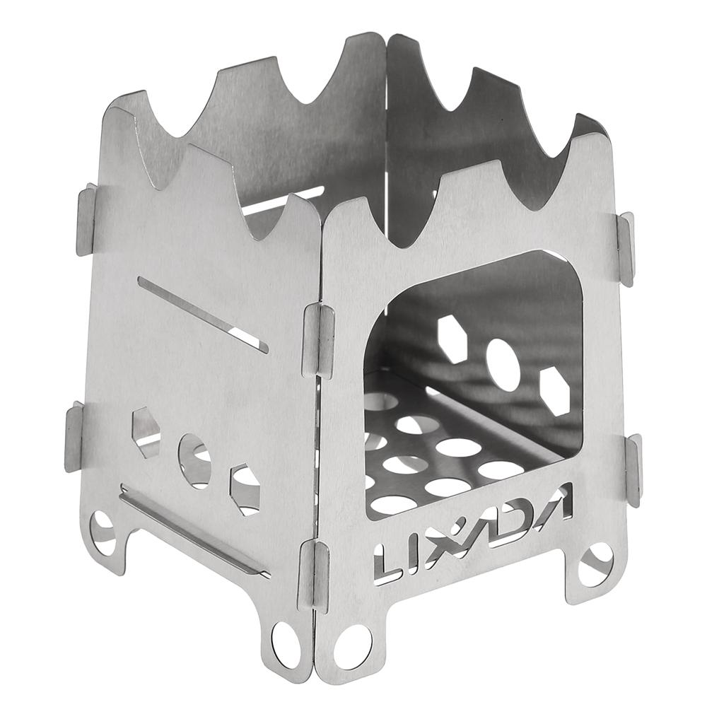 Lixada Титановая уличная походная печь, портативная сверхлегкая складная дровяная печь, карманная печь для кемпинга