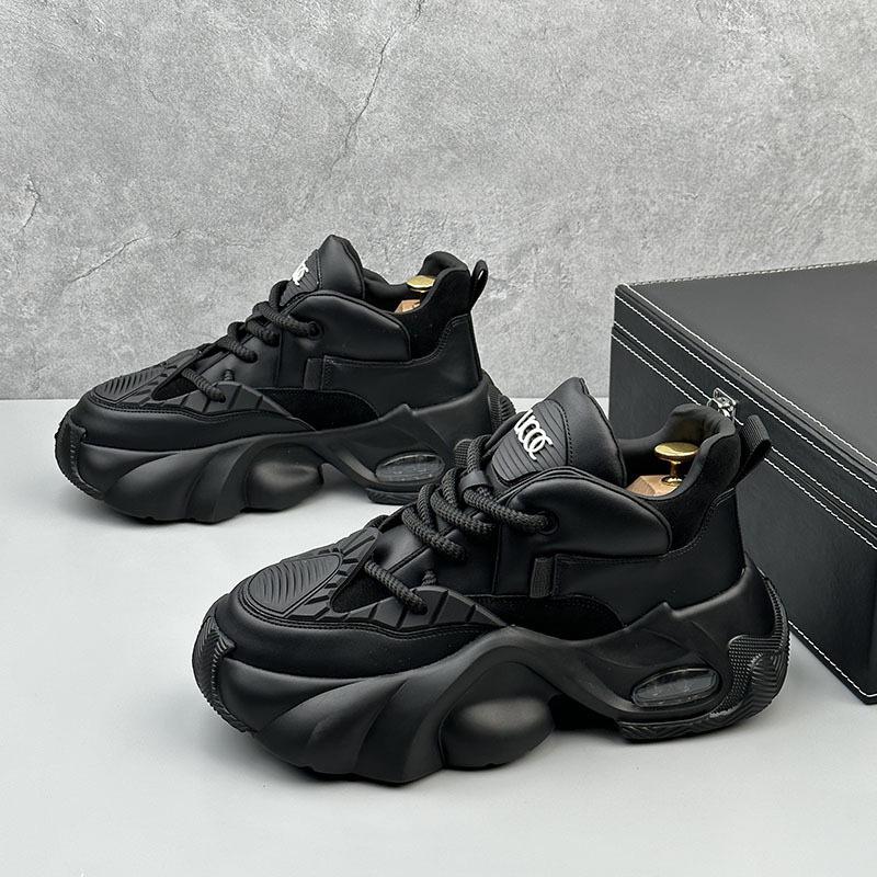 Мужские кроссовки-папы 2025 года с нескользящей толстой подошвой: Повседневная, износостойкая, универсальная белая обувь в минималистичном стиле