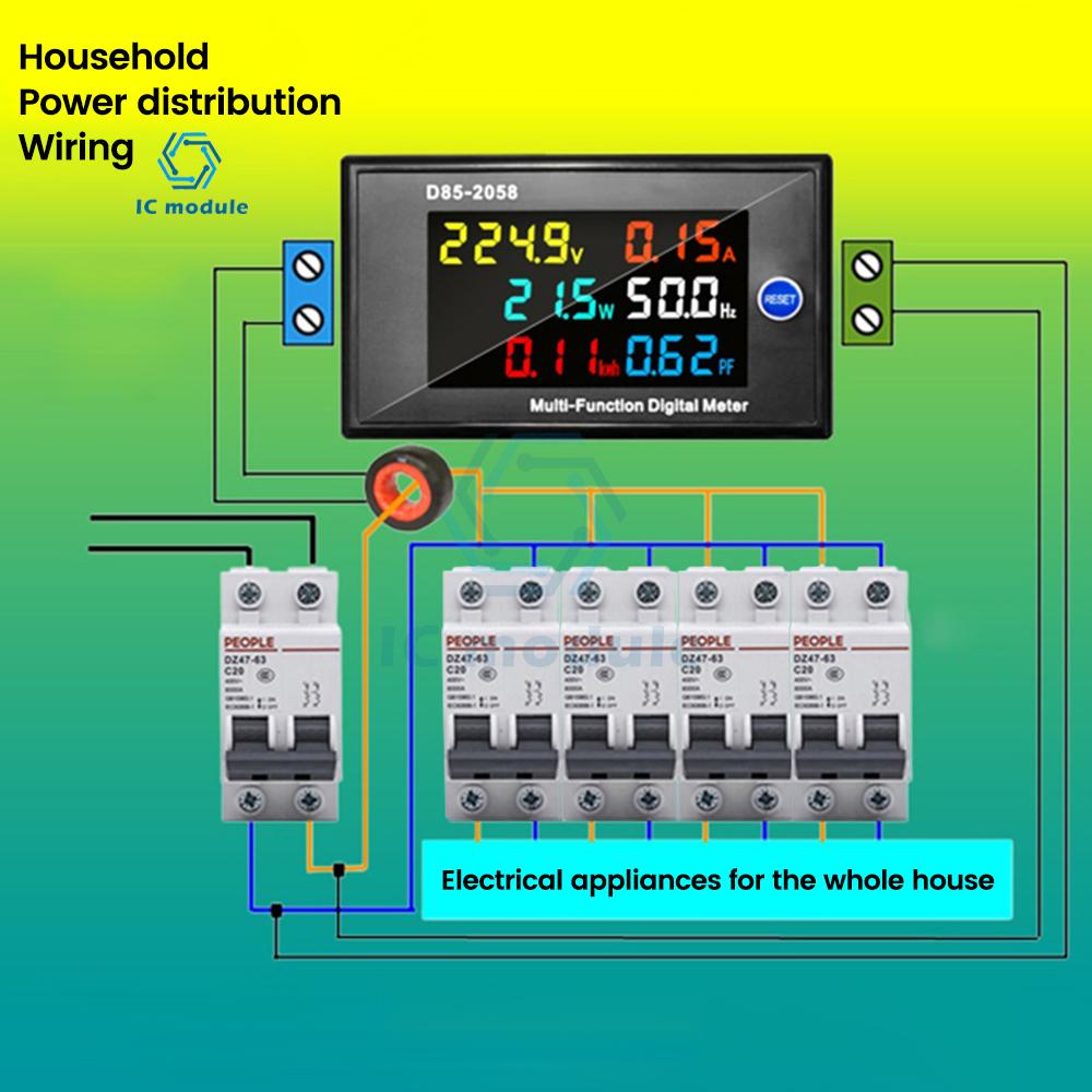 AC110 220V 380V 450V D85-2058 Digital Voltmeter Ammeter Single Phase Household Energy Meter Power Meter AC Power Monitor