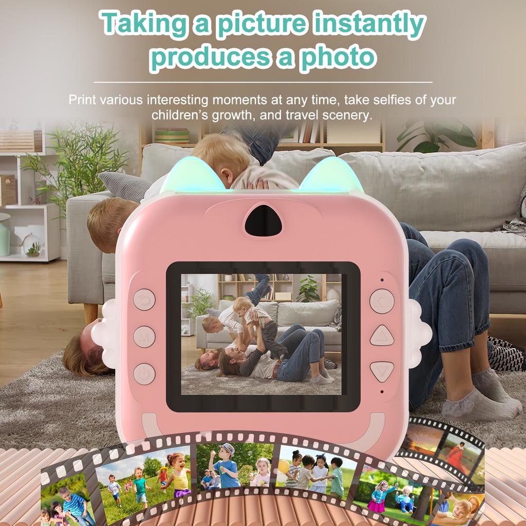 Kids Camera Instant Print Boys Girls Gift Children Digital Video Camera Po Thermal Printing 32G Card Educational Toys