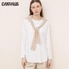 Pure Cotton Long-Sleeved Split Top Women'S Round Neck Loose New Irregular Sweater Bottoming Shirt Women