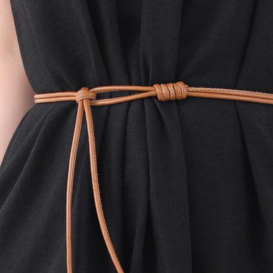 Imitation Leather Women Belt Versatile Solid Color Knotted Design Adjustable Waist Belt Shirt Dress Tops Accessories