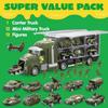 JOYIN 25 In 1 Green Military Big Truck Toys Army Men Tanks Set with Soldier Men Battle Car Toy In Carrier Truck for Boys Gifts