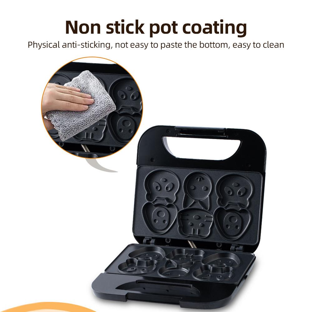 Мини-вафельница с животными, приготовление 6 различных блинов в форме кошек и собак, электрическая вафельница с антипригарным покрытием