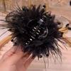 Peony Flower Grasping Clip Feather Ladies Headwear Vintage Hair Claw Clips  for Women