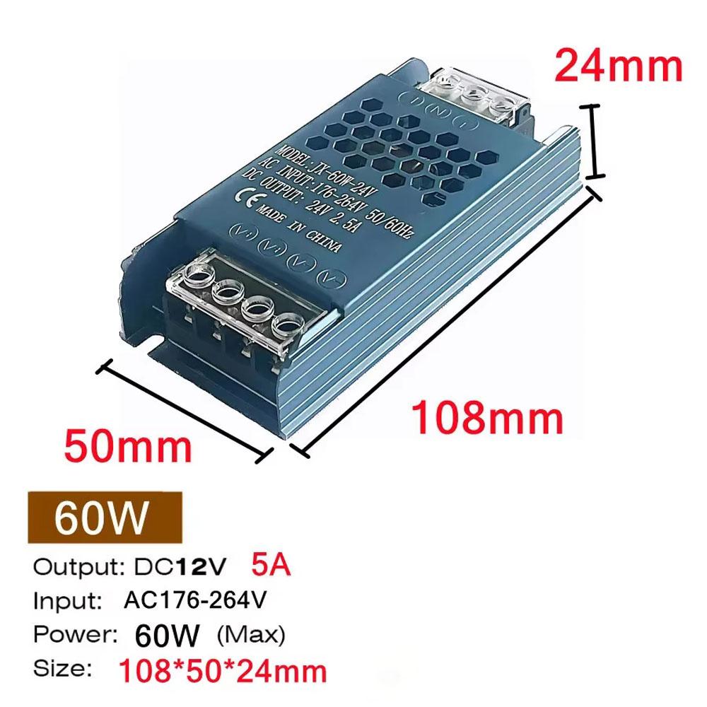 60 Вт 100 Вт 200 Вт 300 Вт 400 Вт DC 12 В/24 В Ультратонкий Адаптер Питания Драйвер Светодиодной Ленты Выключатель Лампа 5A 12A Трансформатор Освещения