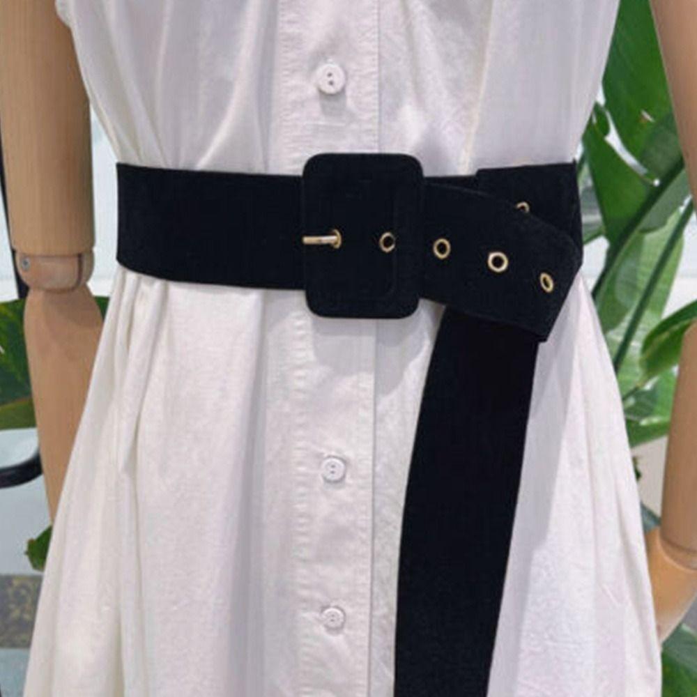 Модный Повседневный Ретро Бархатный Пояс Женский Ремешок для Платья Поясная Лента Квадратная Пряжка-Штырь Пояс