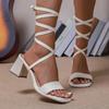 Fashion Women's Sandals 2024 New Quality Ankle Strap Outdoor Party Summer Sexy Sandals Fashion Open Toe Square Root Roman Women's Shoes