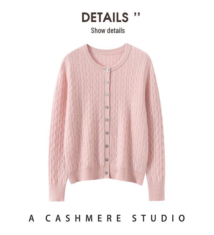 100% Pure Cashmere Women's Long Sleeve Loose Cardigan - Comfortable, Versatile, and Skin-friendly Knitwear