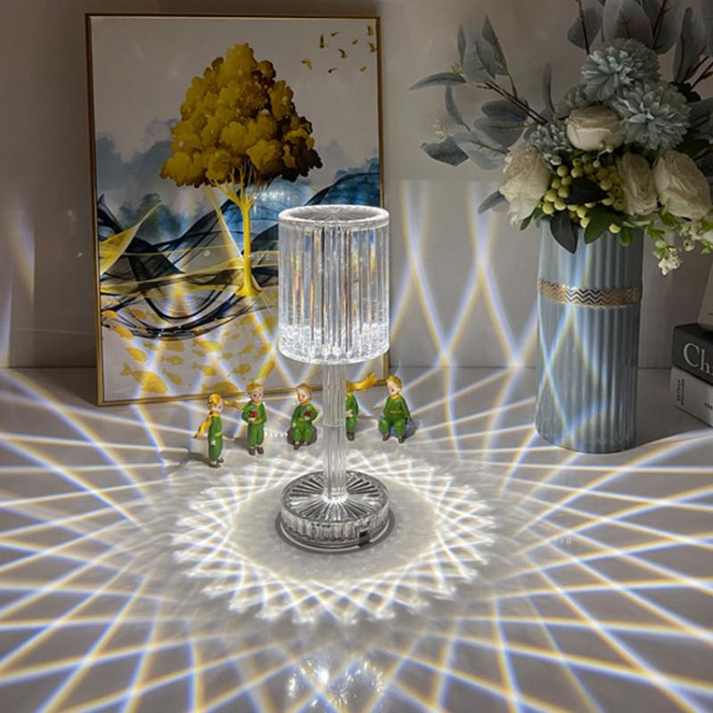 Настольная лампа с кристаллами и бриллиантами, цветной светильник RGB с сенсорным управлением, романтический светильник для спальни, акриловый перезаряжаемый USB ночник, проекционный светильник