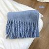 New Korean Style Winter All Match Scarf for Women Soft Solid Color Scarf Thickened Warm Soft Girl Student Tassel Mohair
