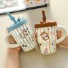 Новый керамический летний стакан для воды с соломинкой для девочек, очень милый, детский, парный, для кофе, повседневный стакан
