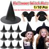 Halloween Black Witch Hat with Hanging Rope Wizard Cap Cosplay Costume Props Hanging Witch Hats Decor for Outdoor Garden Decor