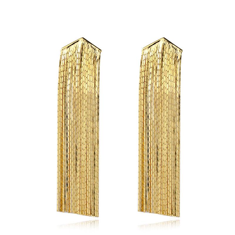Rich Family's Daughter Tassel Earrings Long Line Waterfall Sparkling V-shaped Tassel Earrings
