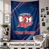 Wall Hanging Tapestry With Custom Name & Text, Sydney Roosters Decorative Tapestry For Bedroom