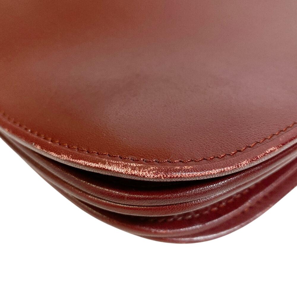 CARTIER flap Must Line leather Shoulder Bag Bordeaux leather Women Used