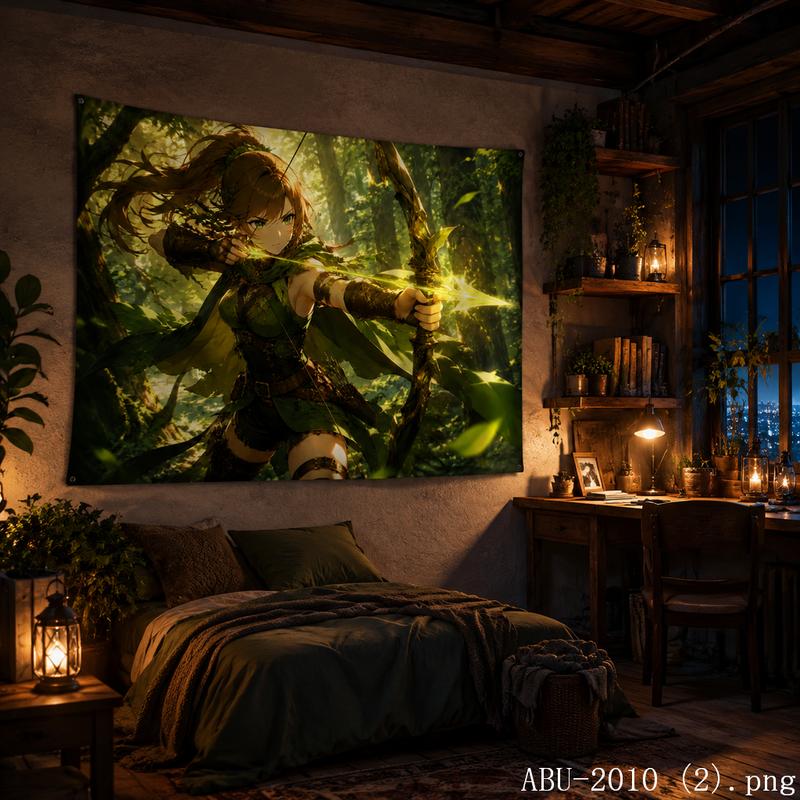 Forest Nature Anime Girl Kawaii Tapestry Dreamy Landscape Aesthetic Wall Hanging Teen Dorm Bedroom Otaku Room Home Decor