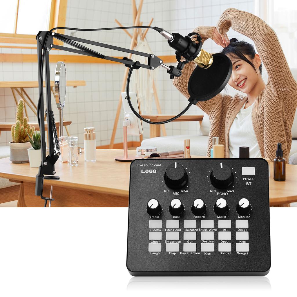 Профессиональный комплект конденсаторного микрофона для студии вещания и записи с внешней звуковой картой + микрофон