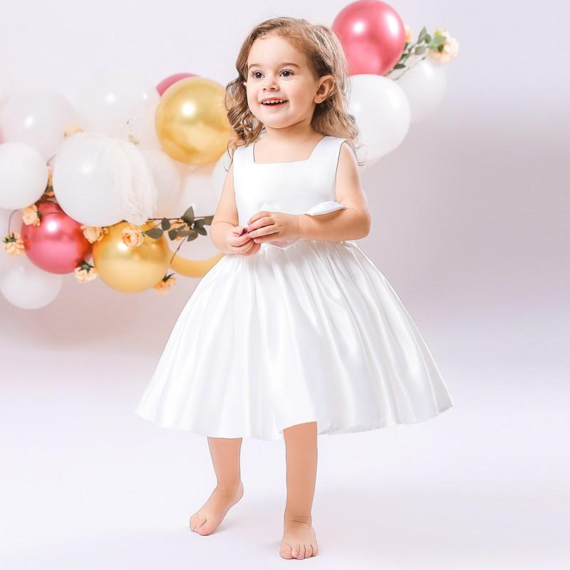 Baby Girls Birthday Party Dress Bow Princess Wedding Gown Kids Formal Occasion