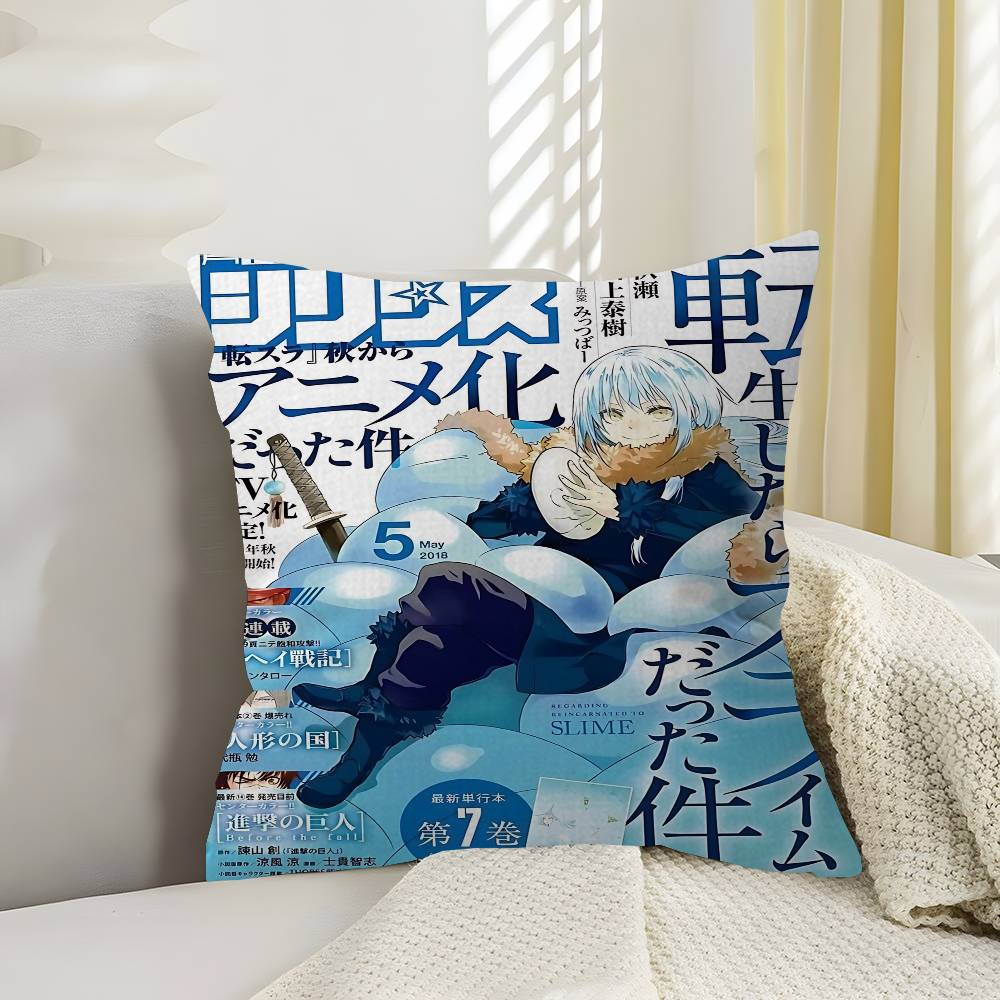 Аниме Tensei Shitara Slime Datta Наволочка Полиэстер Диванные подушки Декоративные подушки-игрушки Украшение дома Наволочка