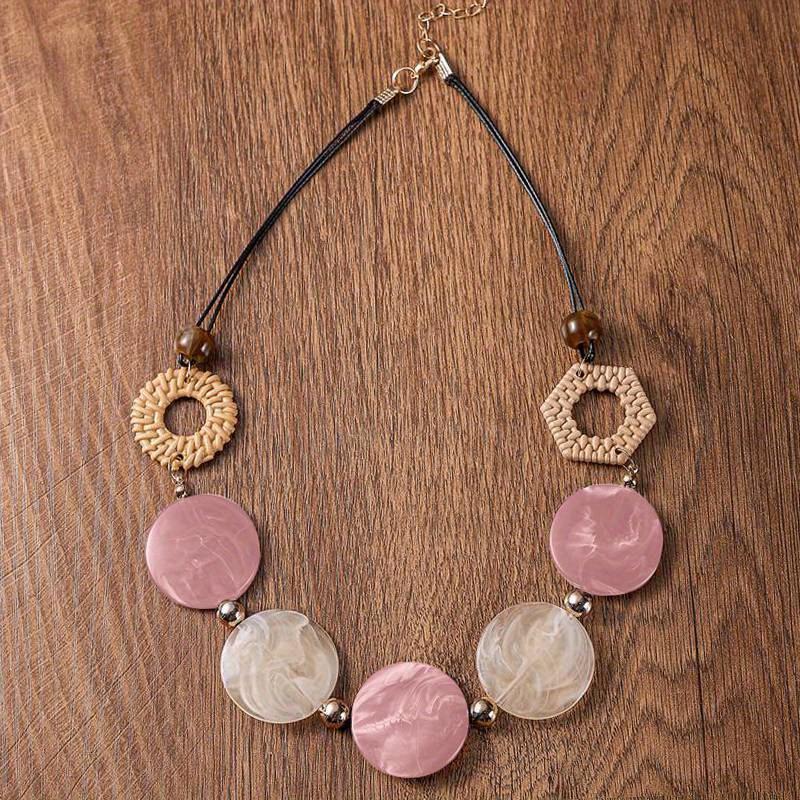 Ожерелье с геометрическим кулоном ручной работы из акрила в стиле бохо-винтаж для женщин - 1 шт. Модные украшения, идеально подходящие для Рождества