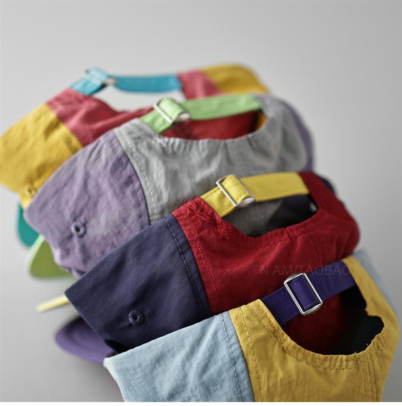 Five-Panel Colorblock Quick-Dry Flat-Brim PVC Baseball Cap Unisex Fashionable Trendy Youthful Lively Casual All-Match