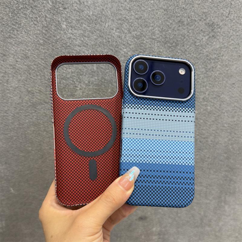 Магнитный чехол с узором из кевлара для iPhone 17 Pro Max - Дизайн «Закат и Восход Луны», Защита от падений и Премиальное ощущение для Apple 16.