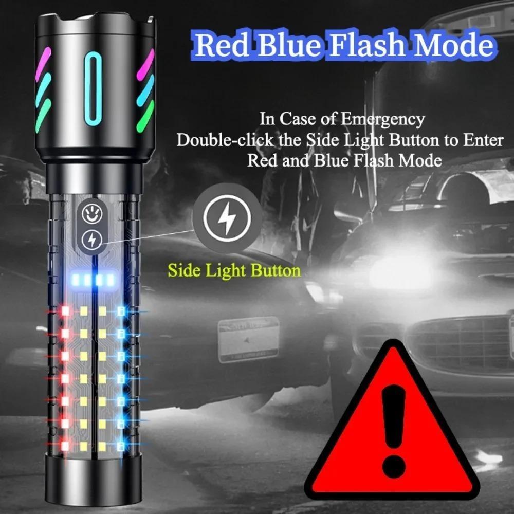 Мощный универсальный светодиодный перезаряжаемый фонарик для улицы с зарядкой Type-C, мощный ручной фонарик COB со встроенным аккумулятором